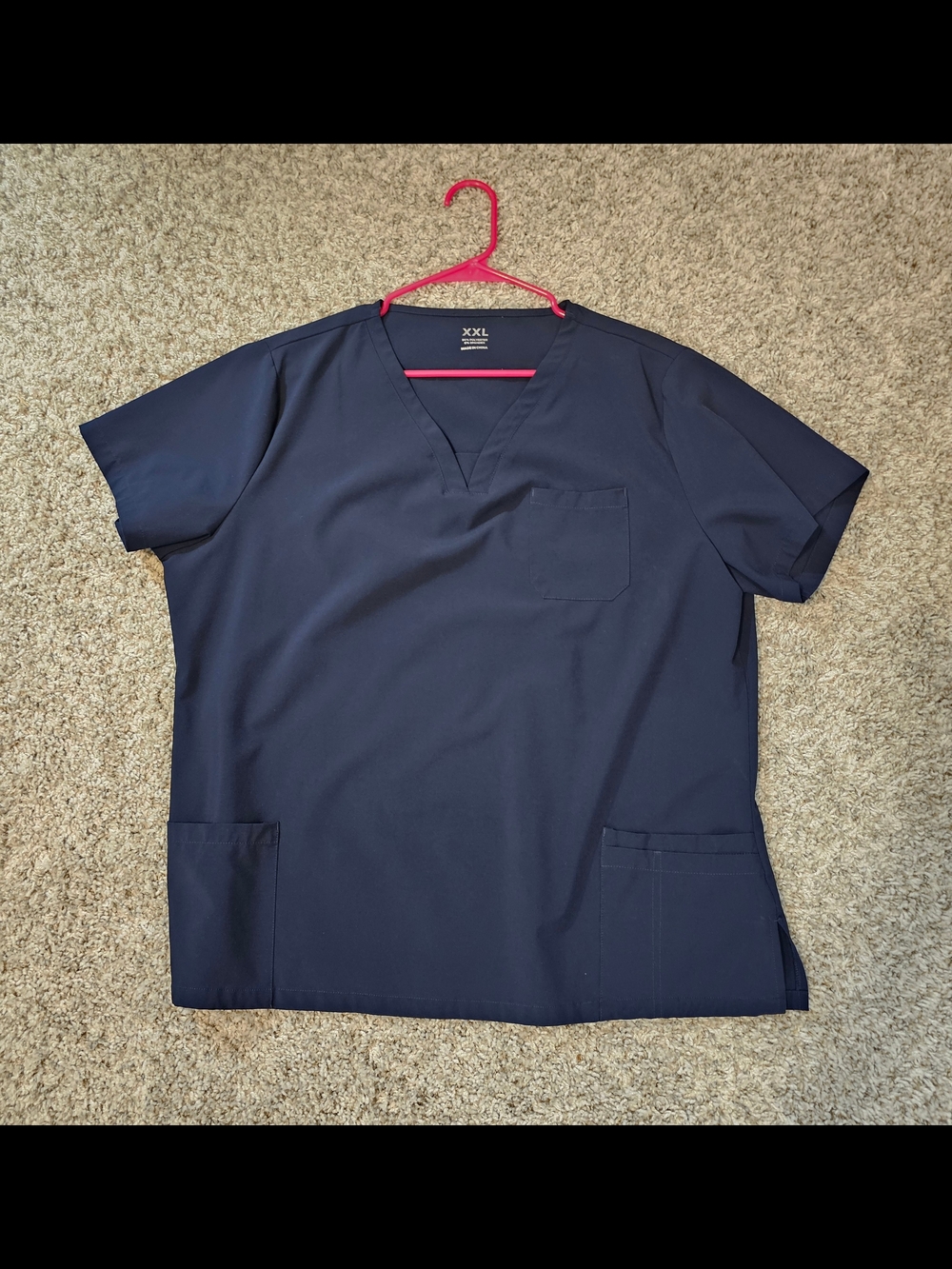Women's Cozyfit Navy V-Neck Medical Scrub Top - Size XXL